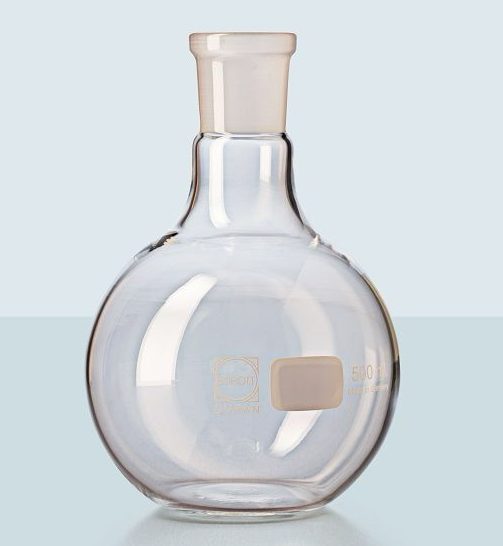 single-neck-round-bottom-flask-ground-glass-joint عکس بالن ته گرد ساده رداژدار